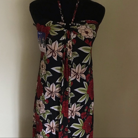 🌺 Red & Black Floral Halter Midi Dress 🌺 - Picture 4 of 6